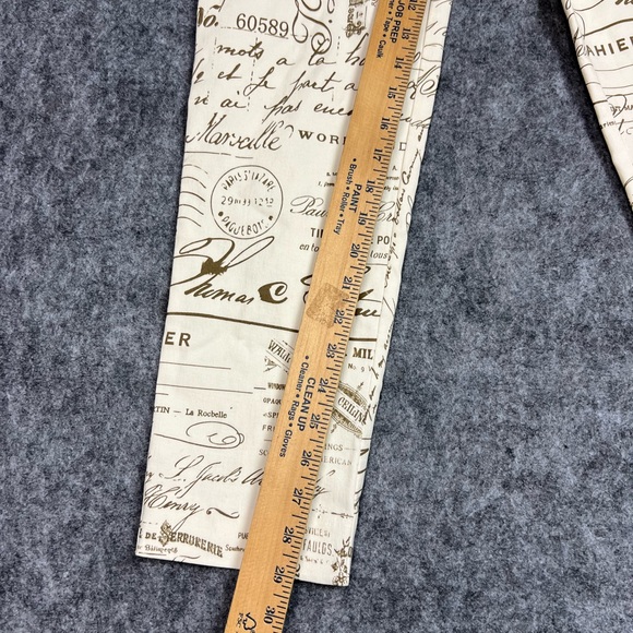 Krazy Larry Beige & BrownCursive Skinny Pants Pull-OnStretch Size 6 - Picture 9 of 12